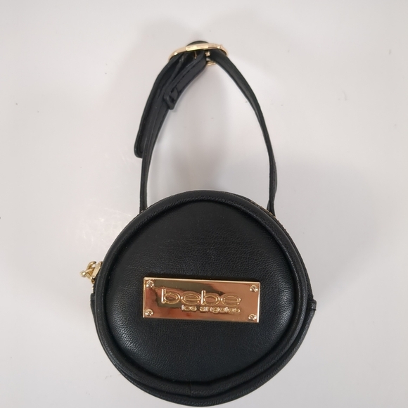 Bebe Los Angeles  Round Black Coin Purse Adjustable Strap - Picture 2 of 7